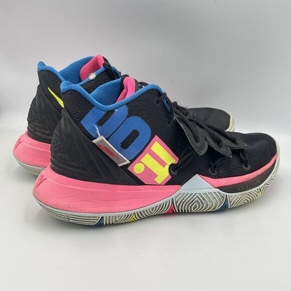 Nike Kyrie 5 Just Do It MENS SIZE 8 AO2918-003 Black Multi Neon Pink Blue Yellow - Picture 1 of 11